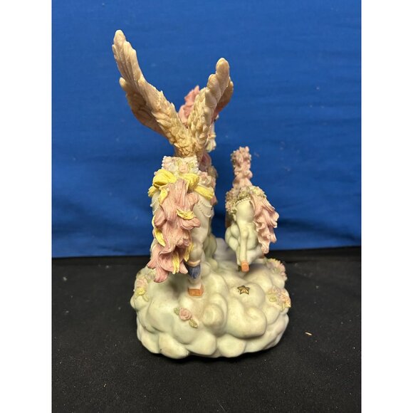 Porcelain Pegasus & Foal Carousel Figurine Music Box "The Sound Of Music" Pastel - Picture 2 of 5